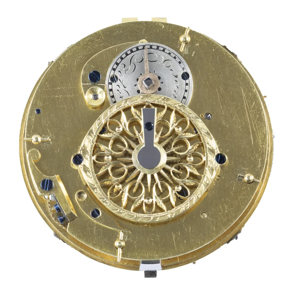 Mouvement à platines de montre de poche, après restauration