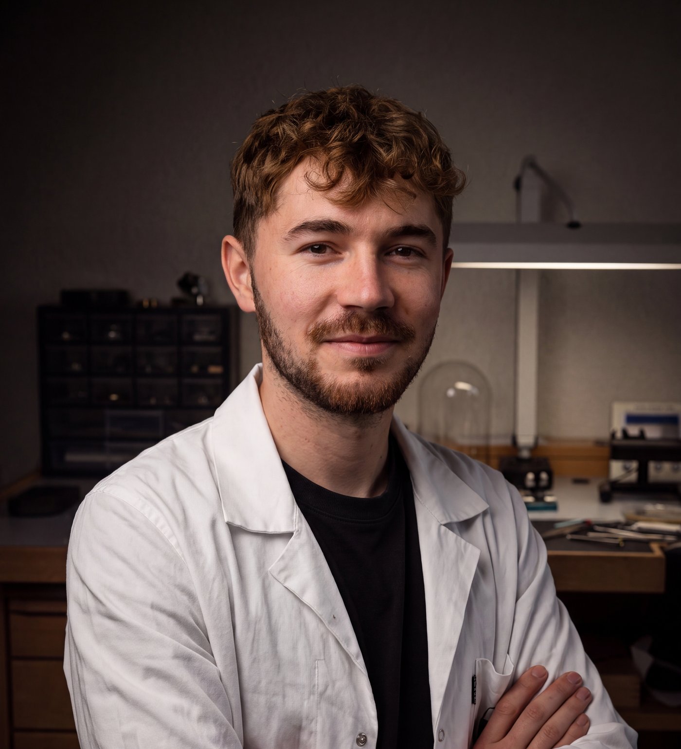 Noah Zaffinetti à l'établi de l'atelier d'Yverdon